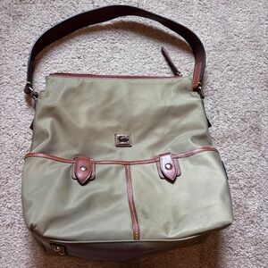 Dooney & Bourke Olive Shoulder tote Bag with leather Brown Accents